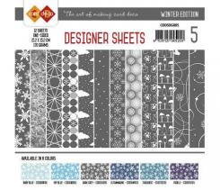 Paperpack - 15,2 x 15,2cm - Designer Sheets 5– Winter / Dunkelgrau- 170gr - 12 Blatt 