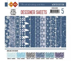 Paperpack - 15,2 x 15,2cm - Designer Sheets 5– Winter / Ultramarine- 170gr - 12 Blatt 