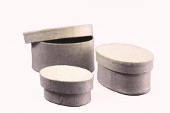 Pappart / Pappmachee 3er Set Dose Oval 