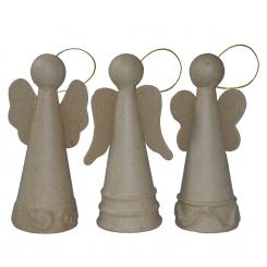 Pappart / Pappmachee Figur "Engel" 3er Set H:13 cm 