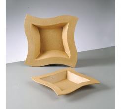 Pappart Schale Quadrat geschwungen 22x22x3,5cm 