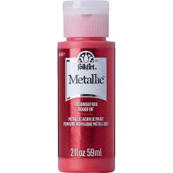 Plaid Folkart - Metallic Premium Acrylfarbe - 59ml Bright Red / Hellrot Bright Red / Hellrot