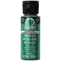 Plaid Folkart - Metallic Premium Acrylfarbe - 59ml Emerald Green / Smaragdgrün Emerald Green / Smaragdgrün