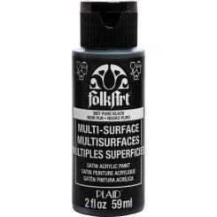 Plaid Folkart - Multi-Surface Satin Acrylfarbe - 59ml pure black / Schwarz pure black / Schwarz