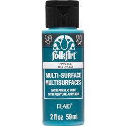 Plaid Folkart - Multi-Surface Satin Acrylfarbe - 59ml teal / Petrol teal / Petrol