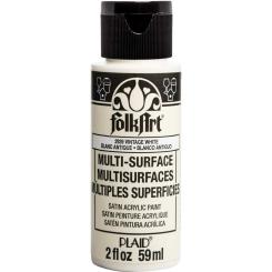 Plaid Folkart - Multi-Surface Satin Acrylfarbe - 59ml vintage white / Vintage Weiß vintage white / Vintage Weiß