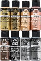 Plaid Folkart - Multi-Surface Satin Metallic Acrylfarbe - 59ml - 8er Set 