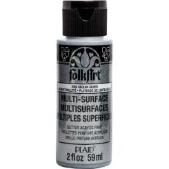 Plaid Folkart - Multi-Surface Spezial Acrylfarbe - 59ml Glitter Sequin Silber Glitter Sequin Silber