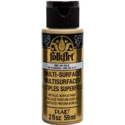Plaid Folkart - Multi-Surface Spezial Acrylfarbe - 59ml Metallic 14K Gold Metallic 14K Gold