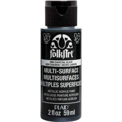 Plaid Folkart - Multi-Surface Spezial Acrylfarbe - 59ml Metallic Charcoal Schwarz Metallic Charcoal Schwarz