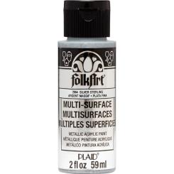 Plaid Folkart - Multi-Surface Spezial Acrylfarbe - 59ml Metallic Sterling Silber Metallic Sterling Silber
