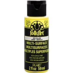 Plaid Folkart - Multi-Surface Spezial Acrylfarbe - 59ml Neon Glow Gelb Neon Glow Gelb