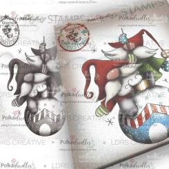 Polkadoodles Stempel Gummi „Gnome auf Kugel“, grau, 92 x 114mm, 1-teilig 