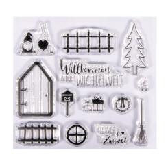 Rayher Clear Stempel - Clear Stamps - Wichtelwelt, 102,5x97mm, 13 Motive 