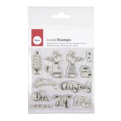 Rayher Clear Stempel - Rentierfreunde, 102,5x97mm, 12 Motive 