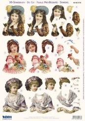 Reddycards 3D Stanzbogen Nostalgie Mädchenportraits 