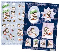Reddycards 3D Stanzbogen Set weihnachtlich Pinguine 