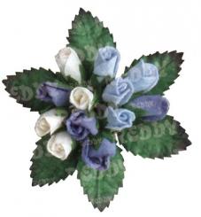 Reddycards Bund Röschen mit Blättern: hellblau, dkl.blau und weiß 