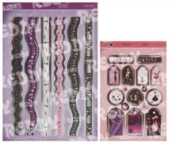 Reddycards DeLuxe Stanzbogen, Crazy Catz, Ränder A4 & Motivbogen A5, silber-laminiert 