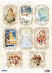 Reddycards DeLuxe Stanzbogen Nostalgische Weihnachtsmotive, silber-hologr. laminiert 