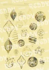 Reddycards DeLuxe Stanzbogen, Weihnachtskugeln creme 