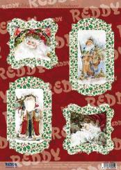 Reddycards DeLuxe Stanzbogen Weihnachtsmänner, gold-laminiert 