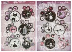 Reddycards DeLuxe Stanzbogen, für Pfotenkarten, Fancy Felines, silber-laminiert 