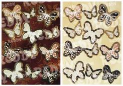 Reddycards DeLuxe Stanzbogen, gold-laminiert Floating Butterflies, beige-braunbordeaux 