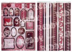 Reddycards DeLuxe Stanzbogen, silber-laminiert, Flutterby Finish + Ränderbogen, lila-violett 