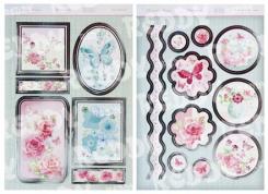 Reddycards DeLuxe Stanzbogen, silber-laminiert, Rose Blossoms 