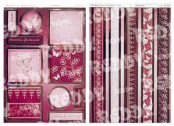 Reddycards DeLuxe Stanzbogen, silber-laminiert, Sparkling Stones + Ränderbogen, lila-violett 