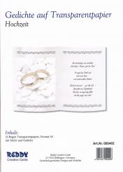 Reddycards Gedichte auf Transparentpapier - Hochzeit - 10 Blatt DIN A5 