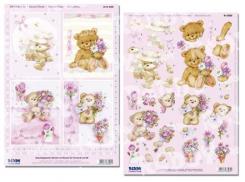 Reddycards Stanzbogen Set "Anlässe" Teddy mit Blumen 
