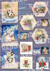 Reddycards Stanzbogen für Wasserfallkarten, Schneemann mit Pinguin 