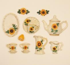 Relief-Küchendeko "Sonnenblume", 10er Set 