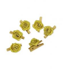Rosenblüten gold mit Klammer 6 Stk. 