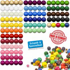 Sandras-Bastelladen Holzperlen Ø 10mm, 56 Stk., gebohrt, speichelfest 