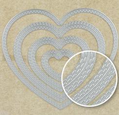 Sandras XL Stanzschablone 4tlg - Doppel Stich - Herz 