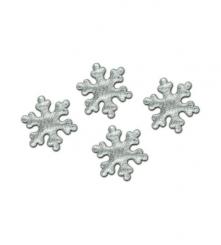 Satin Schneeflocken silber 29mm / 12 Stk. 