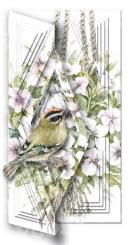 Schaufensterkarte S. Wesenbeek im Großformat 39x21cm Hibiskus mit Stieglitz 