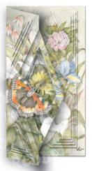 Schaufensterkarte S. Wesenbeek im Großformat 39x21cm Lilie und Calla, mit Schmetterling 