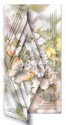 Schaufensterkarte S. Wesenbeek im Großformat 39x21cm Lilie und Hibiskus, mit Schmetterling 