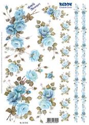 Schiebebilder : 1 Bogen A4 Rosen blau Motiv 2 