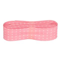Schrägband / Einfassband Baumwolle Gepunktet gefalzt 2m x 20mm 013-Rosa-Weiß 013-Rosa-Weiß