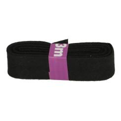Schrägband / Einfassband Baumwolle Uni gefalzt 3m x 12mm 000-Schwarz 000-Schwarz