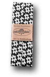 Schrägband / Einfassband Baumwolle gefalzt 3m x 20mm - Blumen Muster 3001-Schwarz-Weiß 3001-Schwarz-Weiß