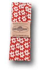 Schrägband / Einfassband Baumwolle gefalzt 3m x 20mm - Blumen Muster 3010-Rot-Weiß 3010-Rot-Weiß