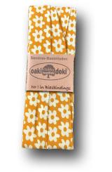 Schrägband / Einfassband Baumwolle gefalzt 3m x 20mm - Blumen Muster 3011-Orange-Weiß 3011-Orange-Weiß