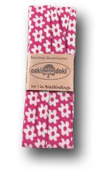 Schrägband / Einfassband Baumwolle gefalzt 3m x 20mm - Blumen Muster 3015-Pink-Weiß 3015-Pink-Weiß