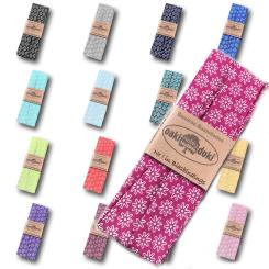 Schrägband / Einfassband Baumwolle gefalzt 3m x 20mm - Gänseblümchen Muster 